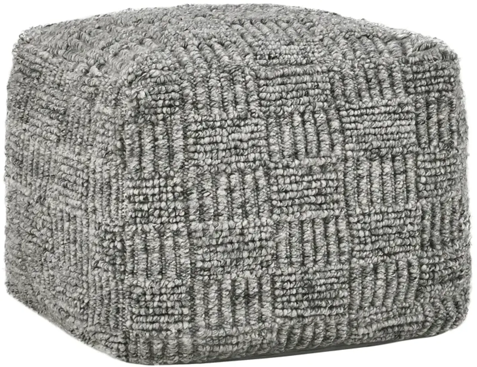 Shades 18" Recycled Fabric Indoor Outdoor Pouf, Gray