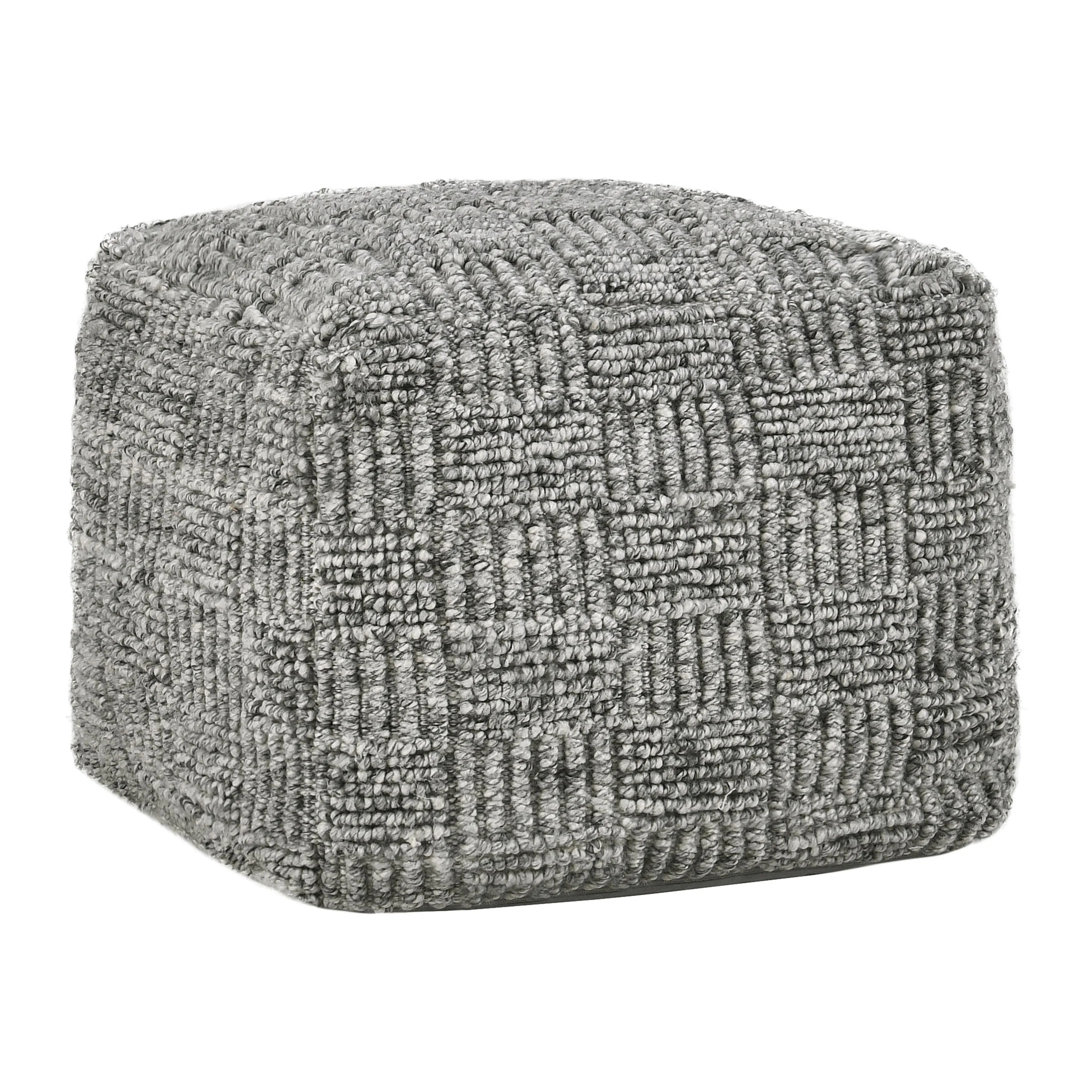 Shades 18" Recycled Fabric Indoor Outdoor Pouf, Gray