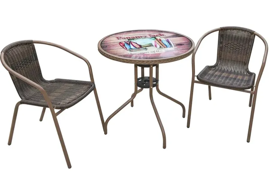 Panama Jack Cafe 3 Pc Chairman of The Boards Bistro Set