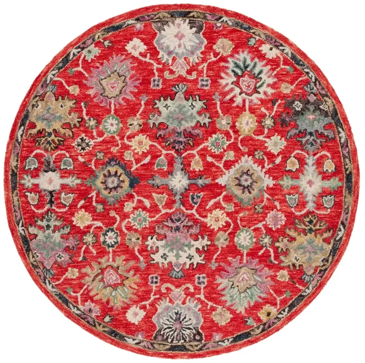 BLOSSOM 470 RED  6' x 6' Round Round Rug