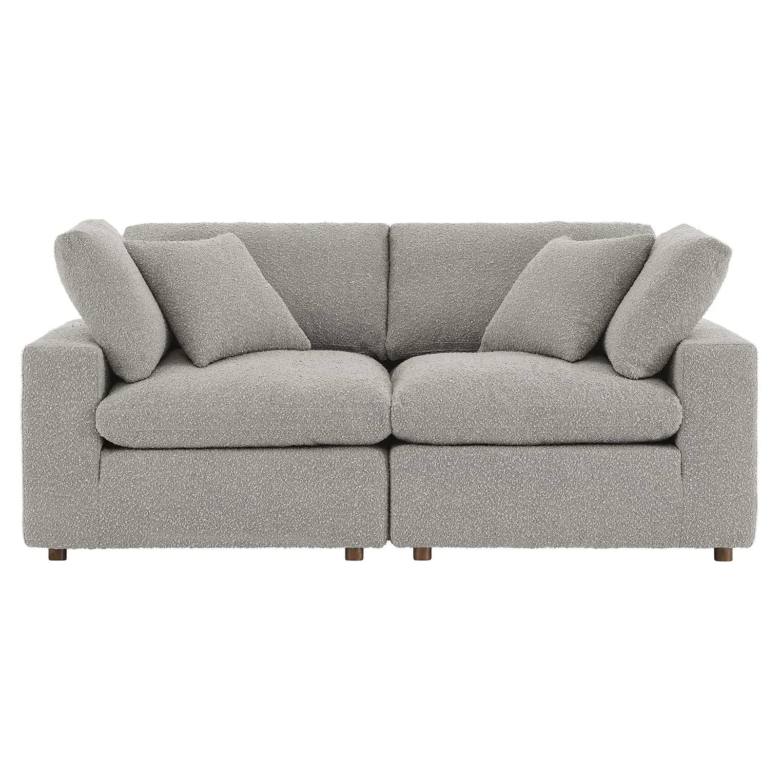 Commix Down Filled Overstuffed Boucle Fabric Loveseat