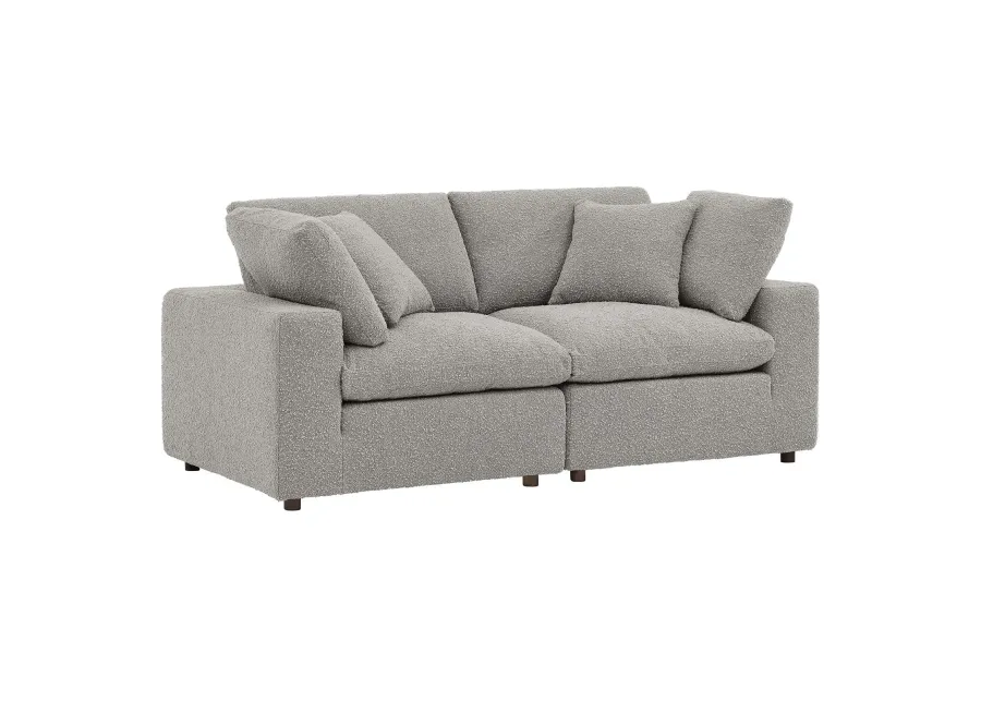 Commix Down Filled Overstuffed Boucle Fabric Loveseat