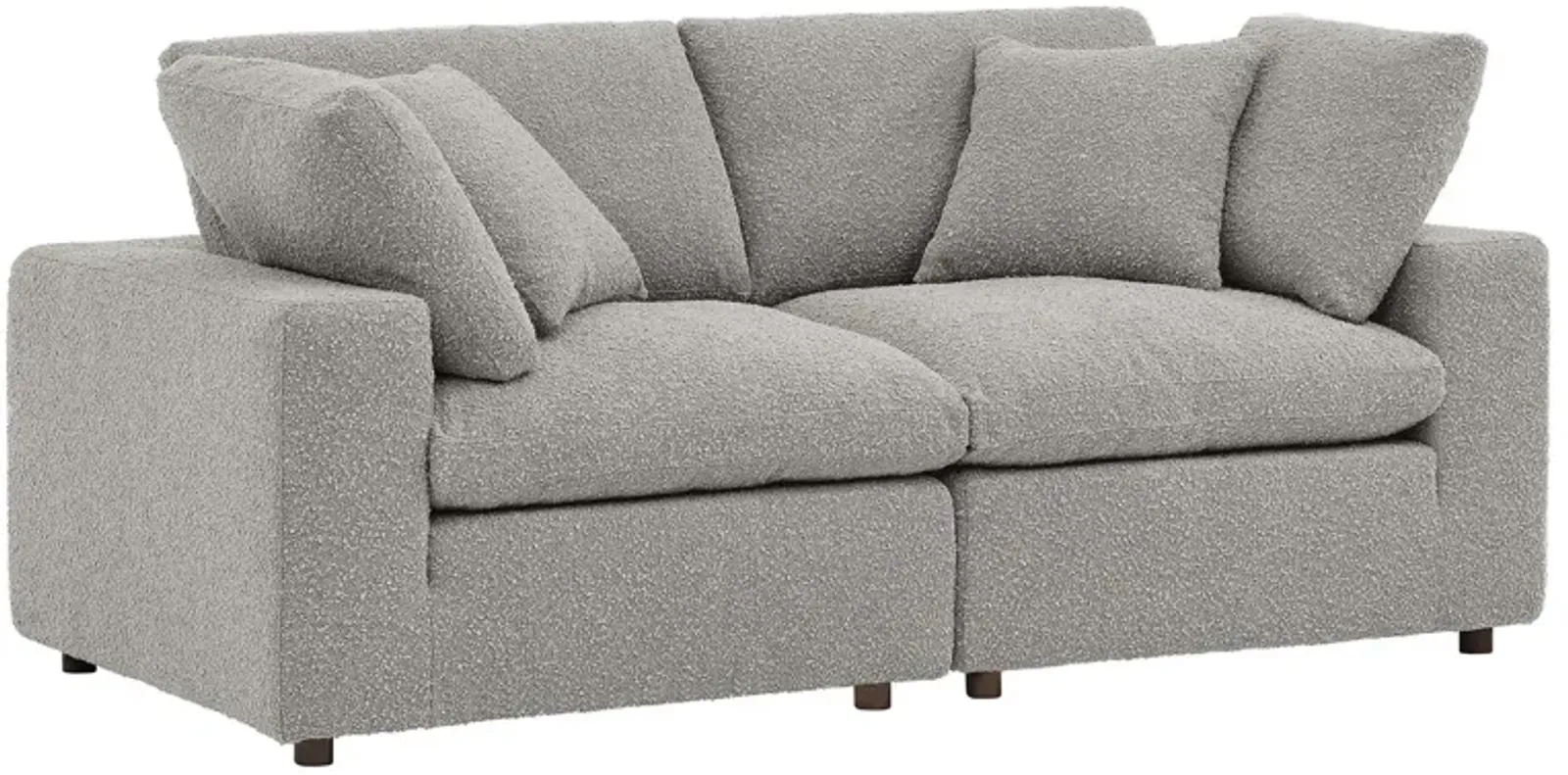 Commix Down Filled Overstuffed Boucle Fabric Loveseat