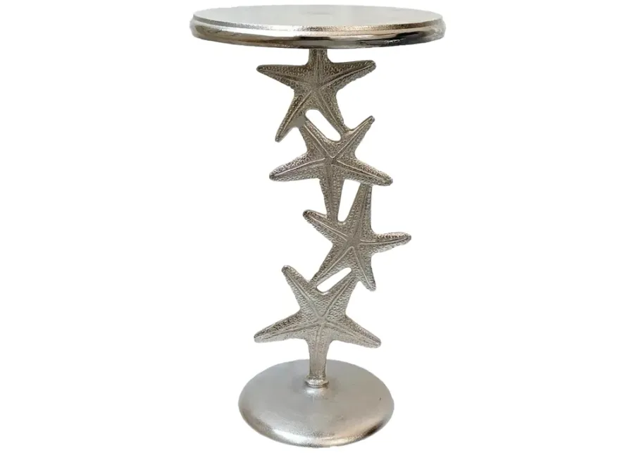 Metal, 14"d/25"h, Silver Starfish Side Table, Kd