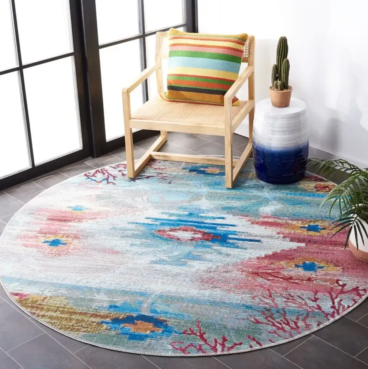 BARBADOS 554 Blue 6'-6' X 6'-6' Round Round Rug