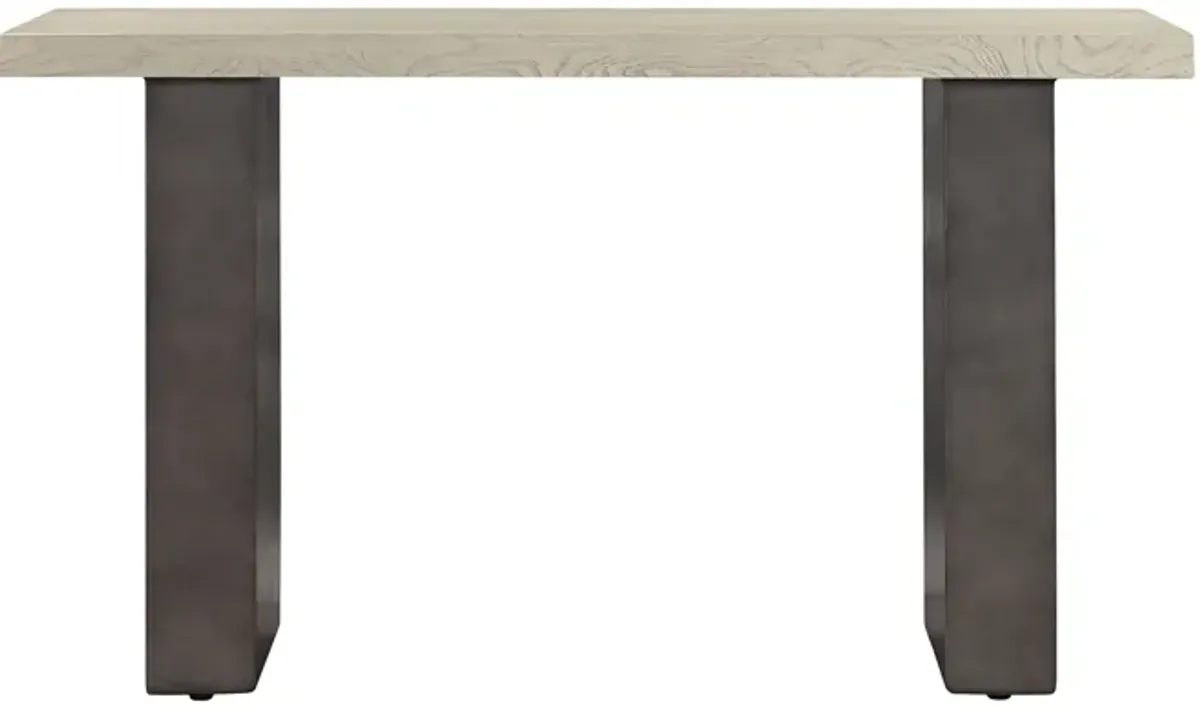 Abbey Concrete and Gray Oak Wood Console Table