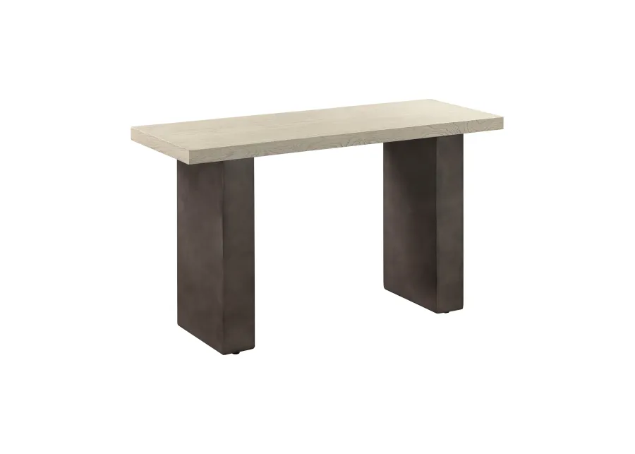 Abbey Concrete and Gray Oak Wood Console Table