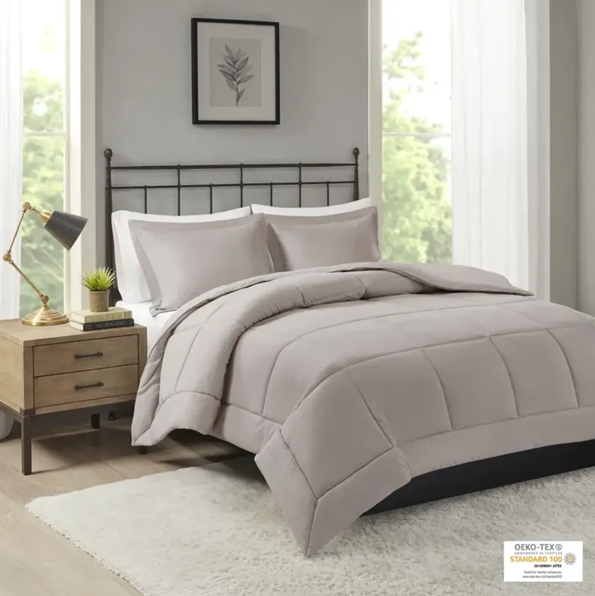 Madison Park Sarasota Taupe Microcell Down Alternative Comforter Mini Set