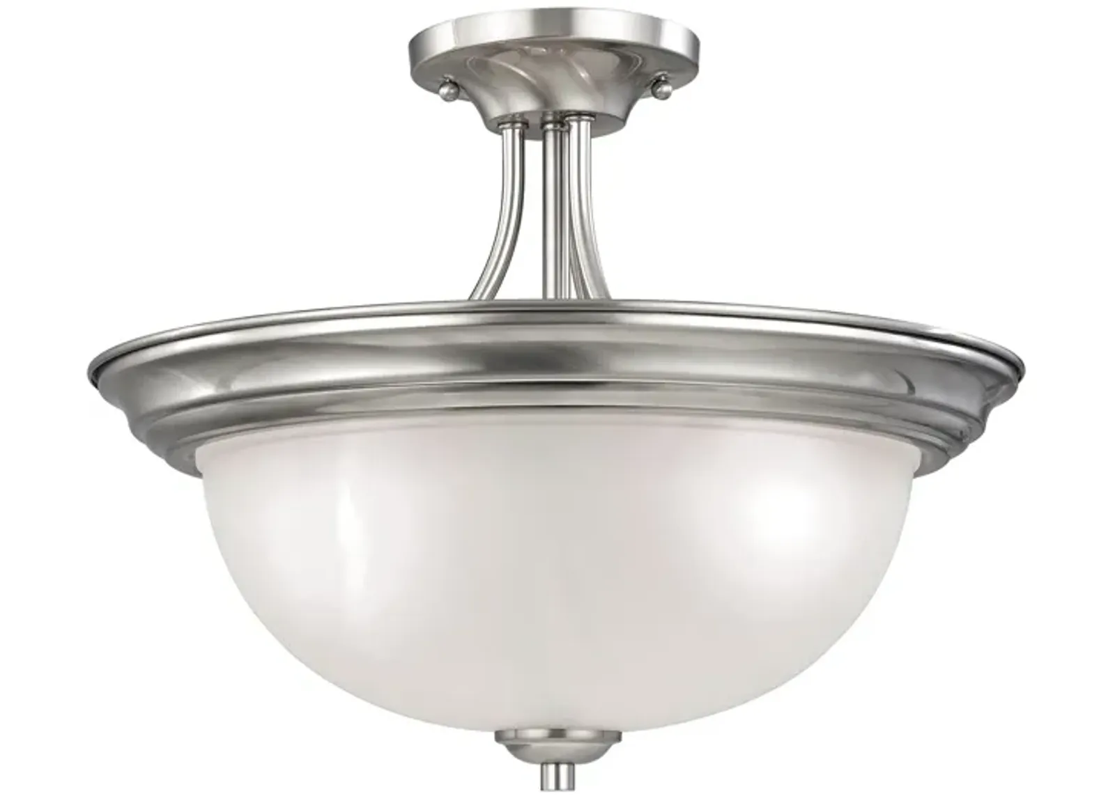 Bristol Lane 3-Light Semi Flush Mount in Brushed Nickel with White Glass