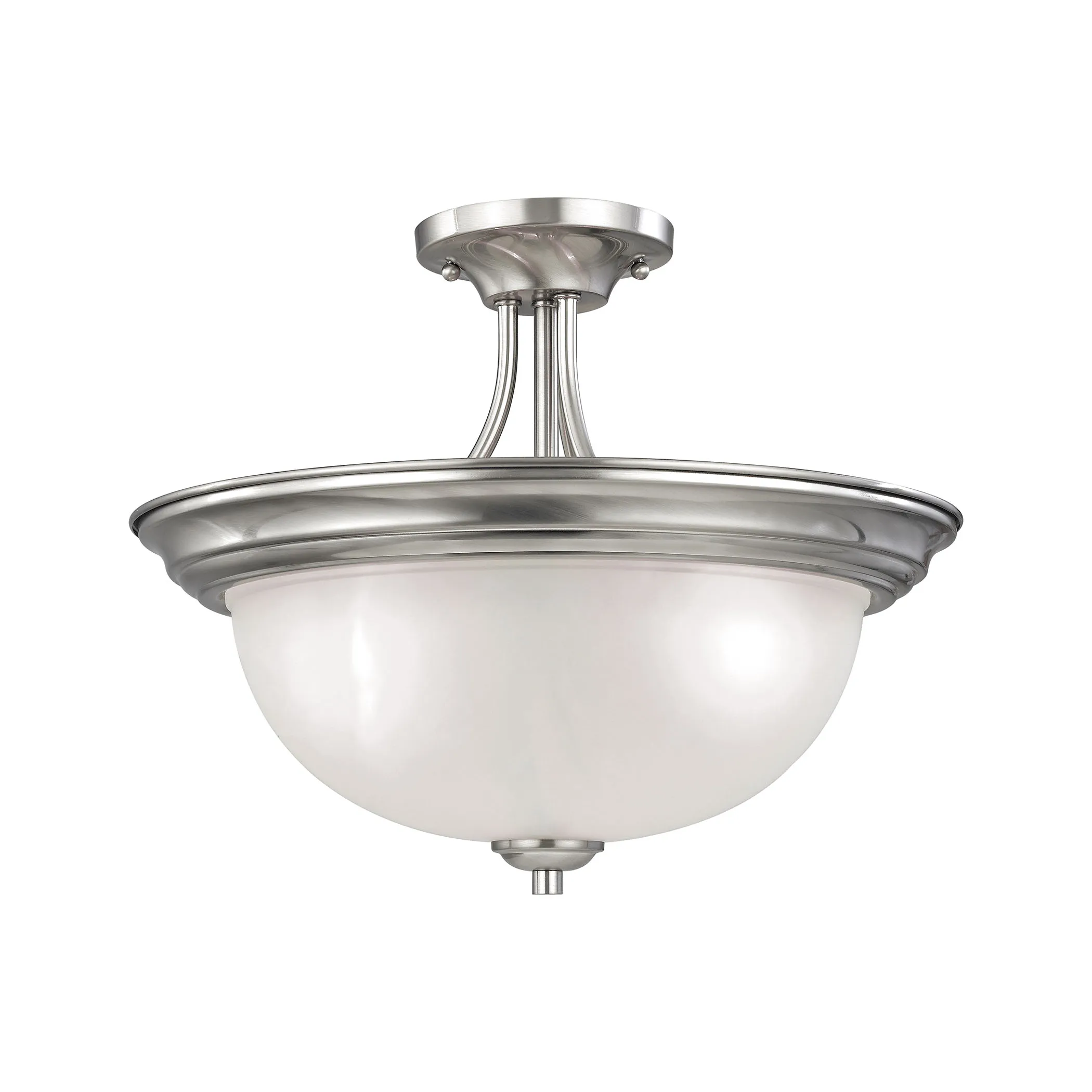 Bristol Lane 3-Light Semi Flush Mount in Brushed Nickel with White Glass