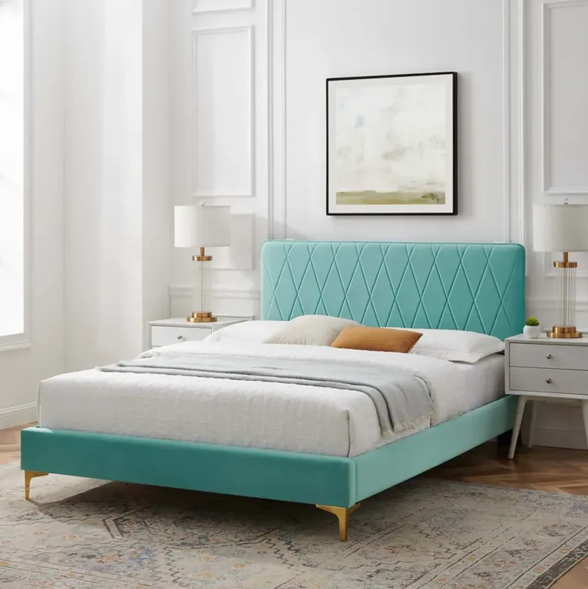 Phillipa Performance Velvet King Platform Bed