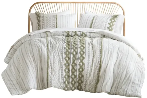 Cotton Printed Duvet Cover Set with Chenille