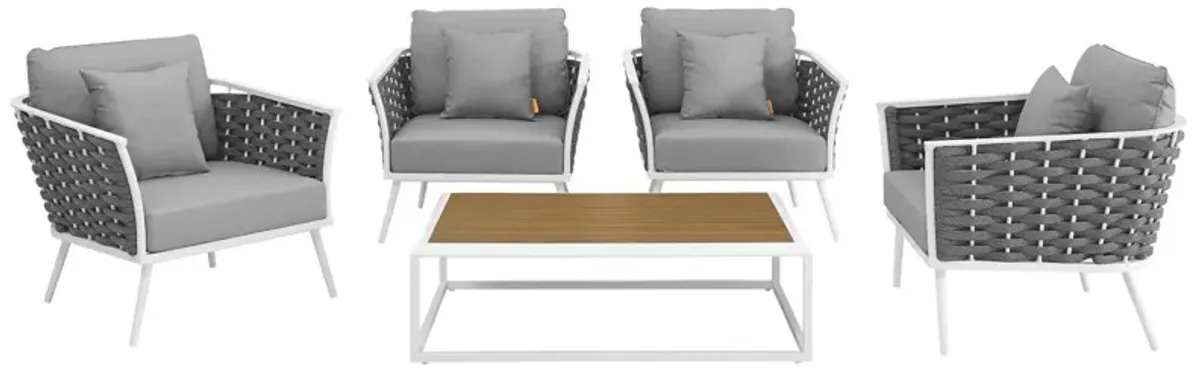 Stance 5 Piece Outdoor Patio Aluminum Sectional Sofa Set