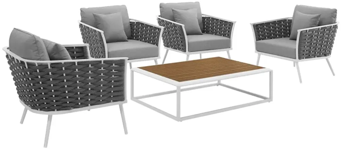 Stance 5 Piece Outdoor Patio Aluminum Sectional Sofa Set