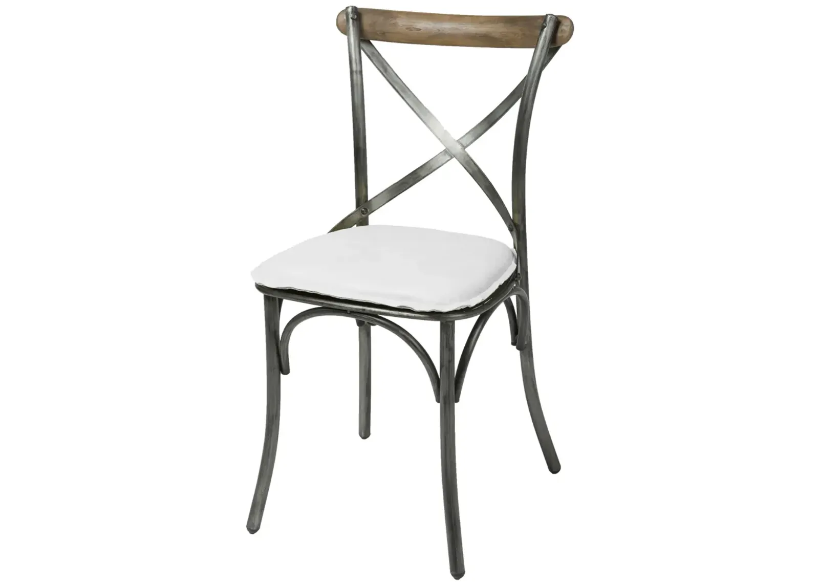 Metal Crossback Chair with White Seat Cushion