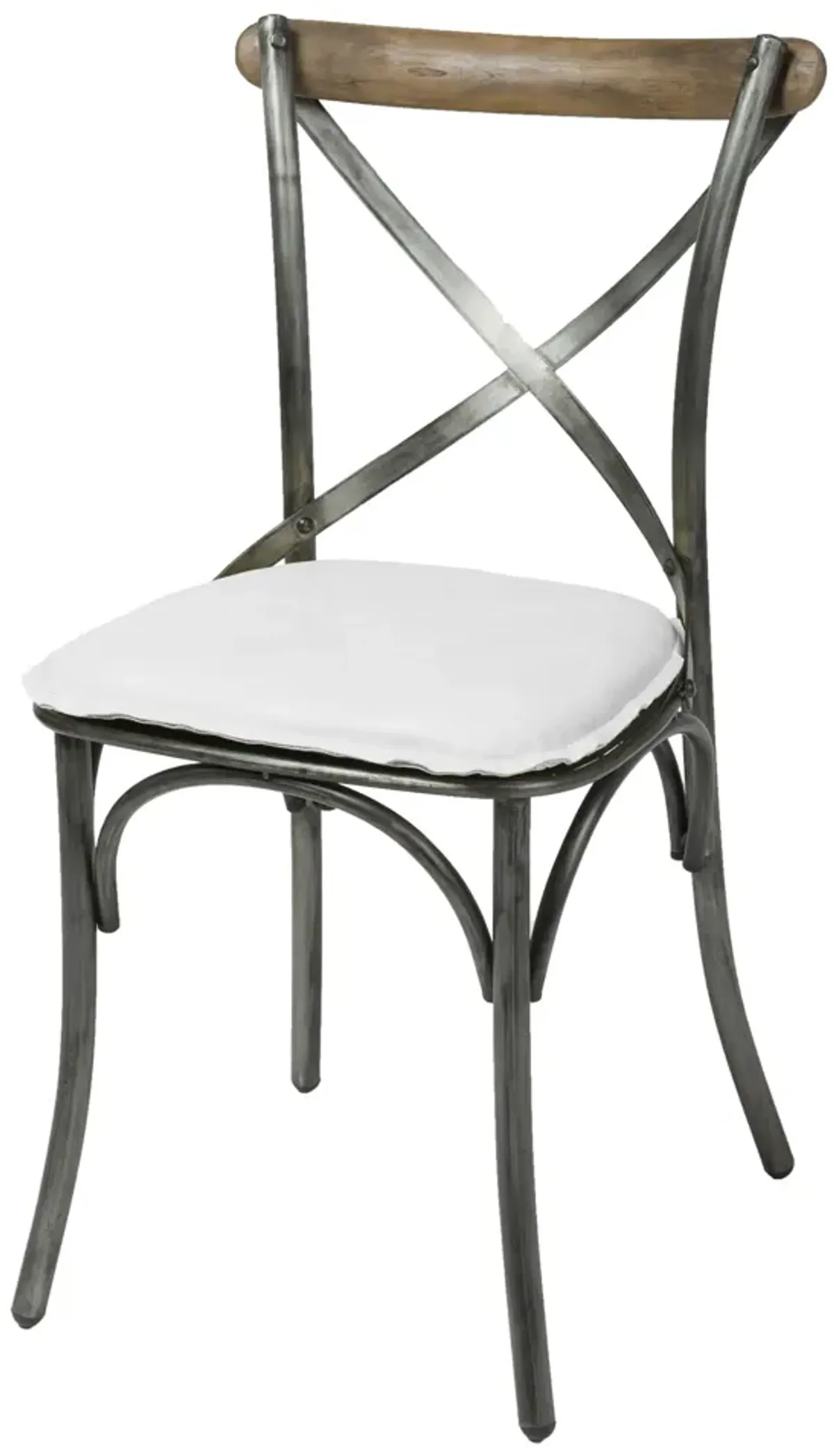 Metal Crossback Chair with White Seat Cushion