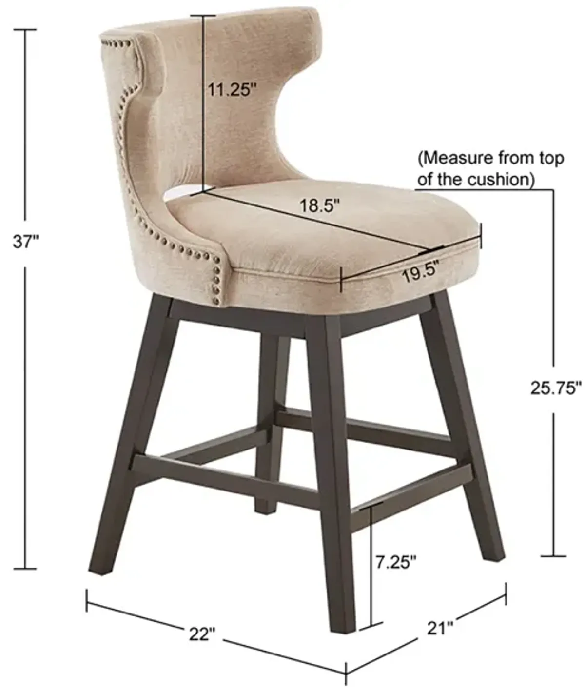 Madison Park Emmett Beige 25.75" Swivel Counter Stool