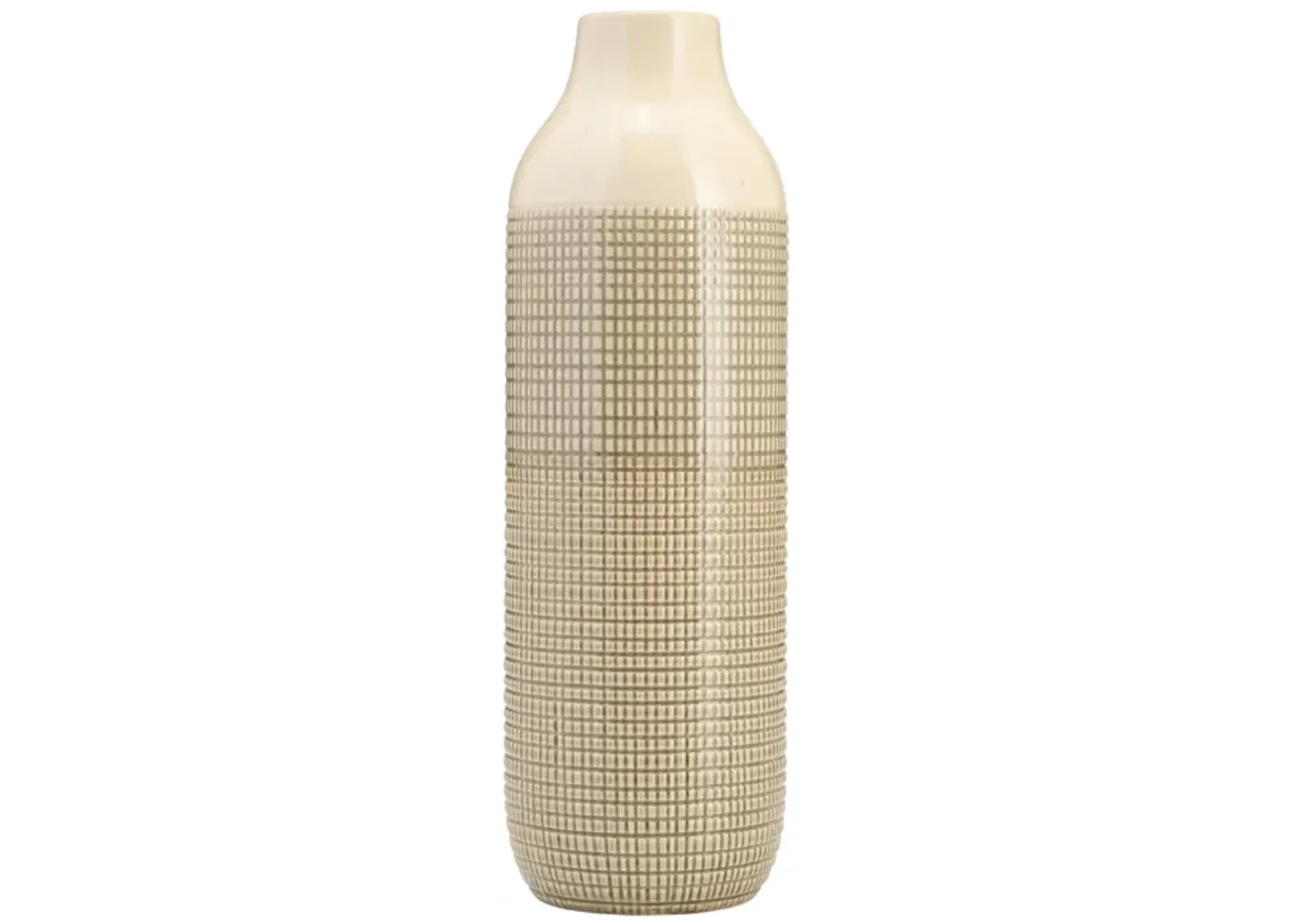 Cer, 16"h 3-tone Vase, Olive Green