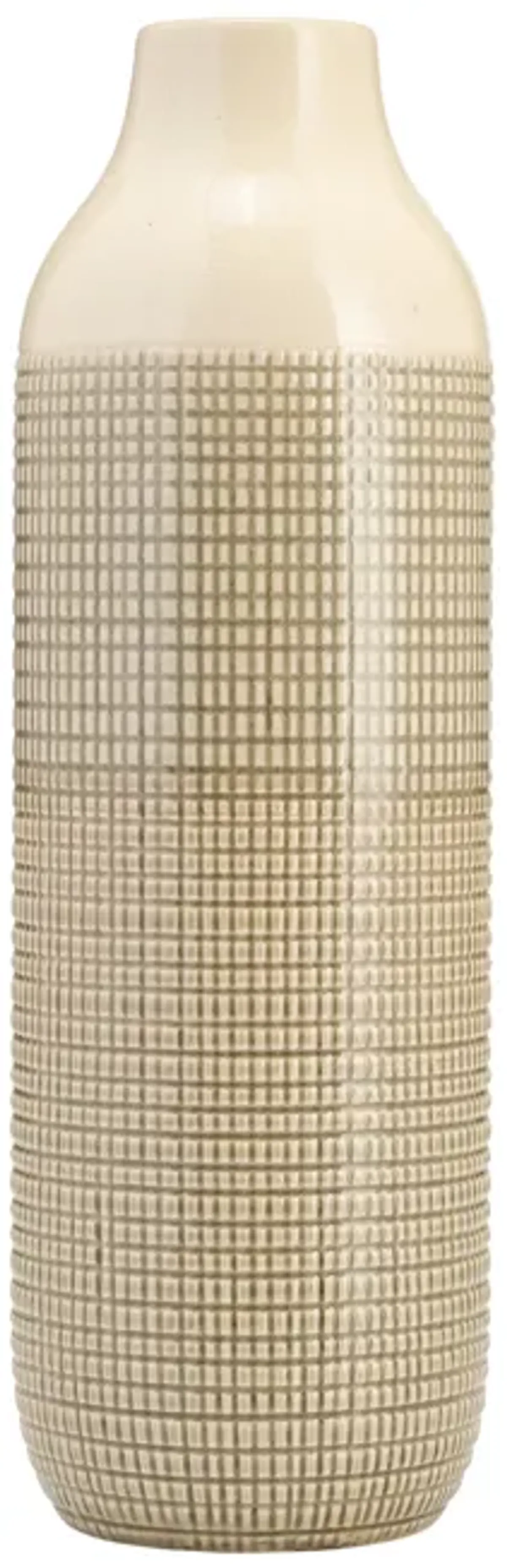 Cer, 16"h 3-tone Vase, Olive Green