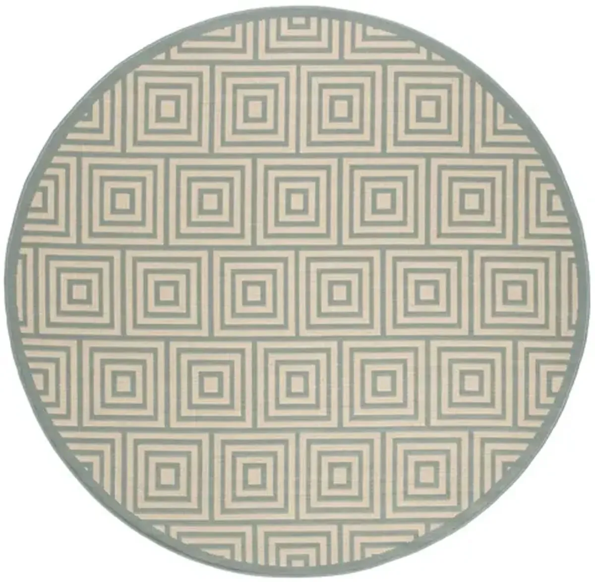 LINDEN 173 Collection LND173L-6R Cream / Aqua 6'-7" X 6'-7" Round