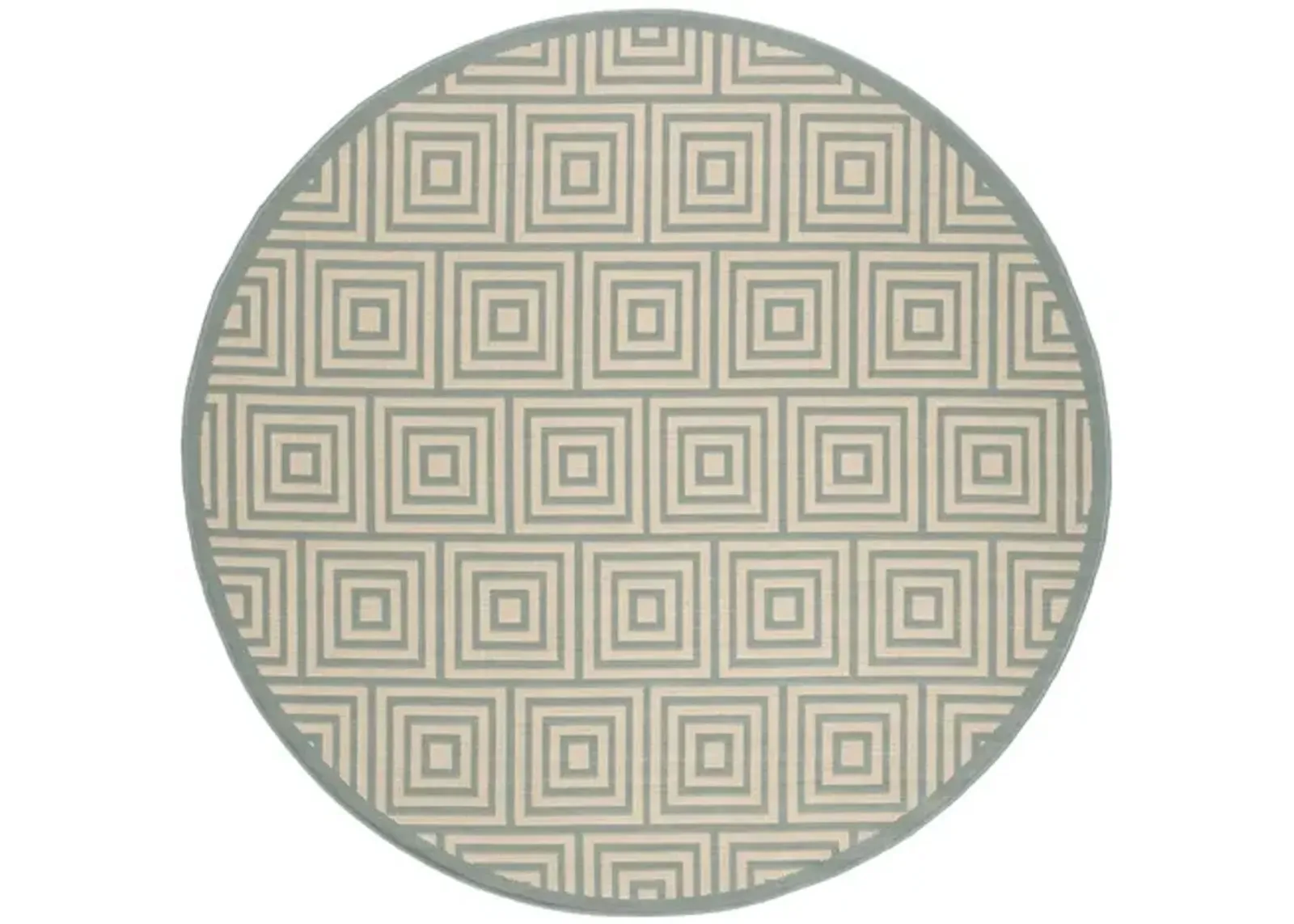 LINDEN 173 Collection LND173L-6R Cream / Aqua 6'-7" X 6'-7" Round