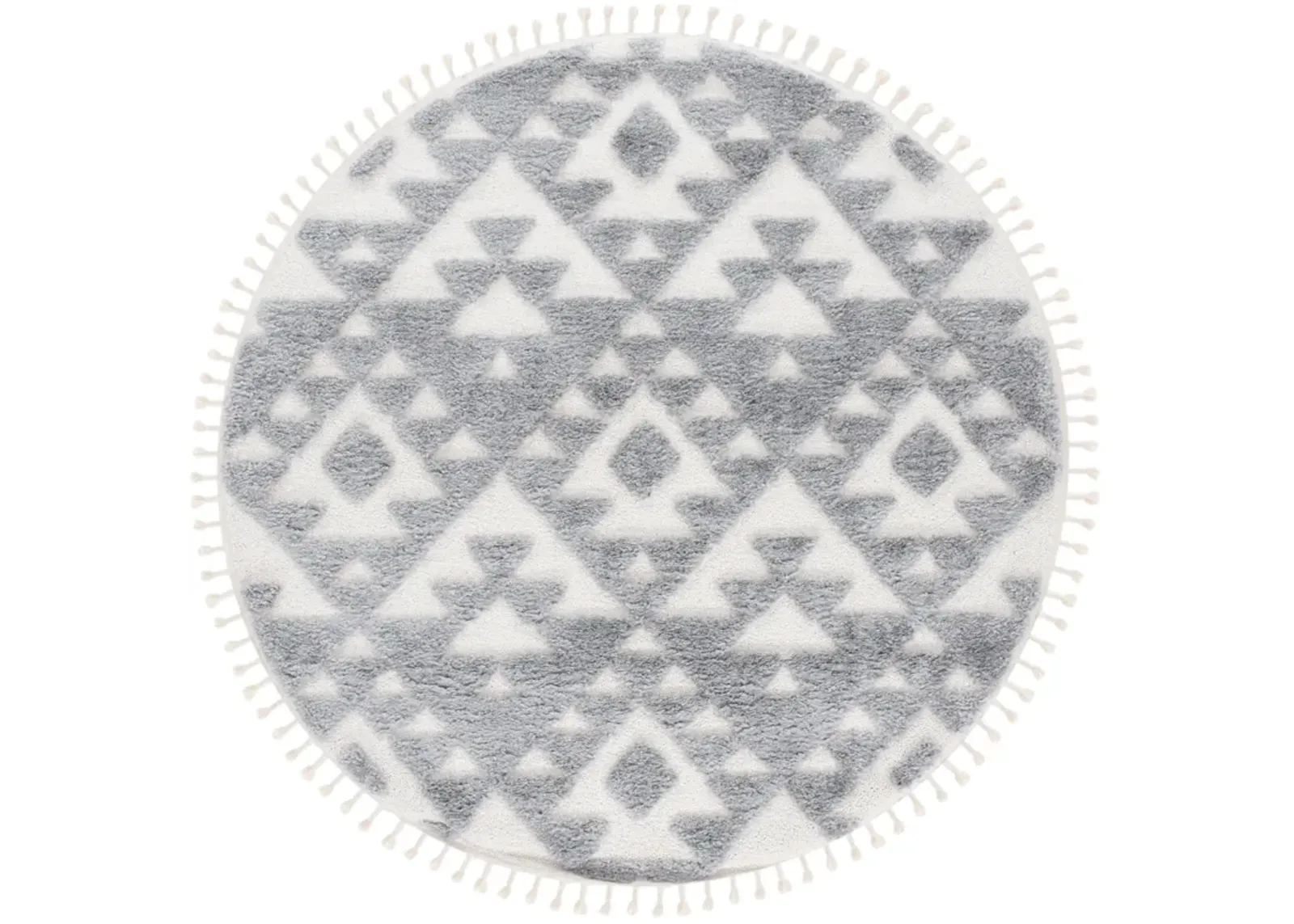 MOROCCAN TASSEL SHAG 688 GREY  6'-7' x 6'-7' Round Round Rug