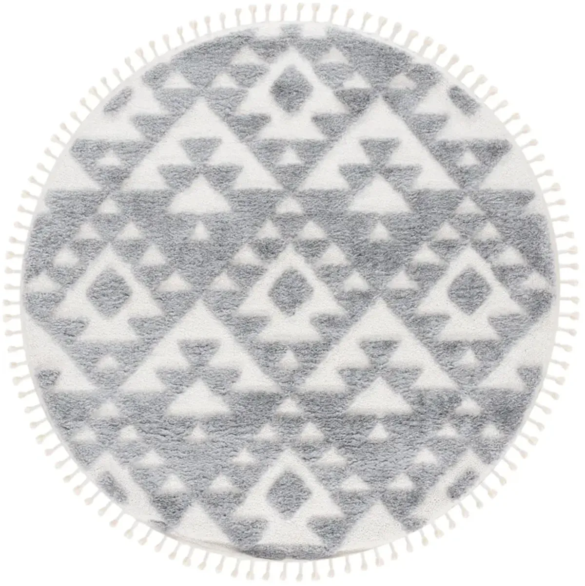 MOROCCAN TASSEL SHAG 688 GREY  6'-7' x 6'-7' Round Round Rug