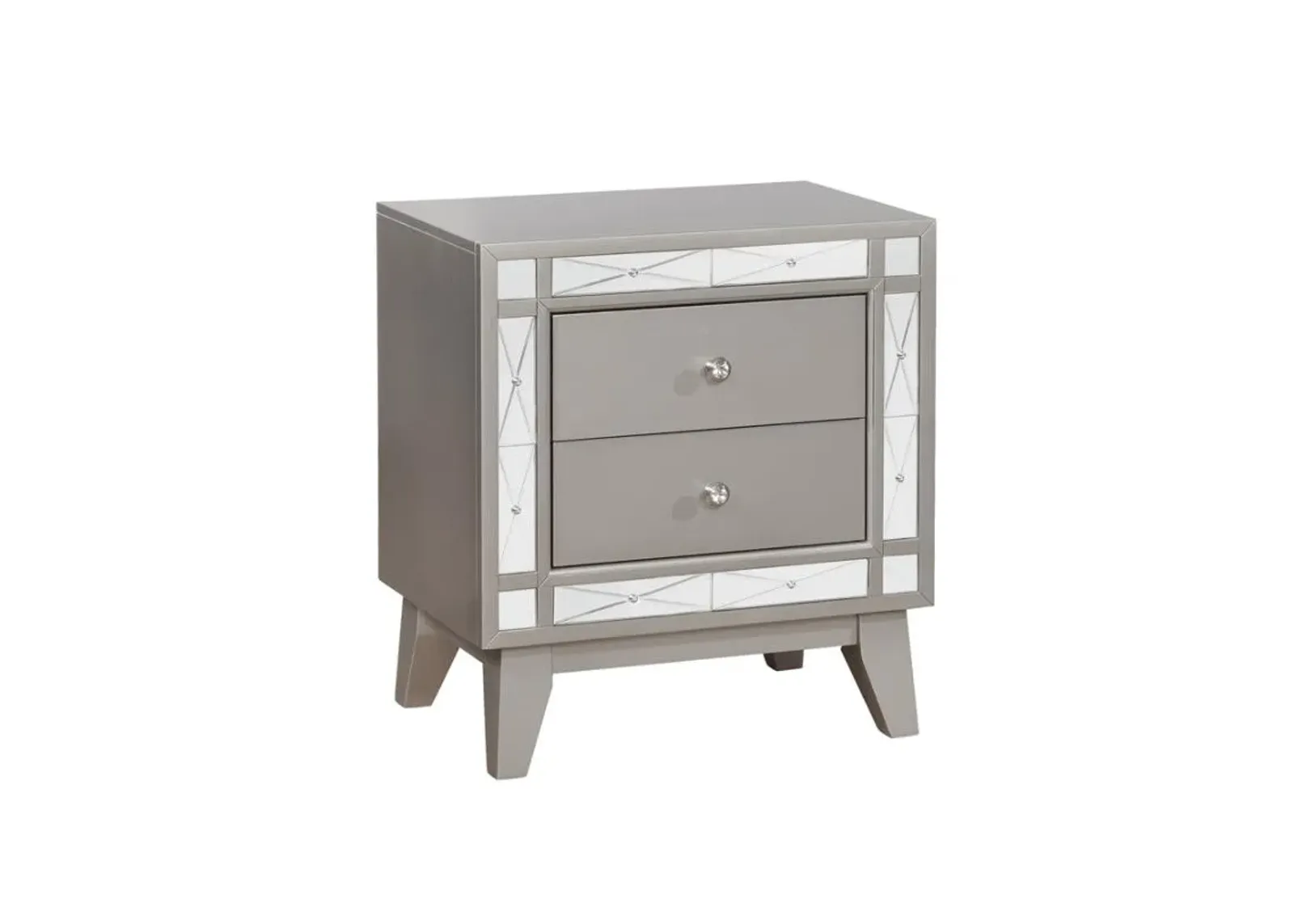 Leighton 2-drawer Nightstand Metallic Mercury