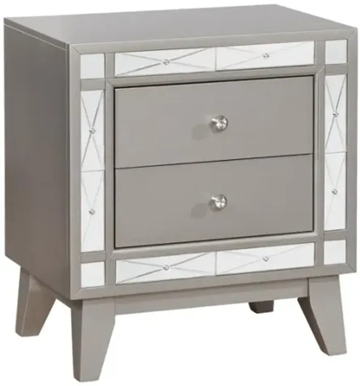 Leighton 2-drawer Nightstand Metallic Mercury