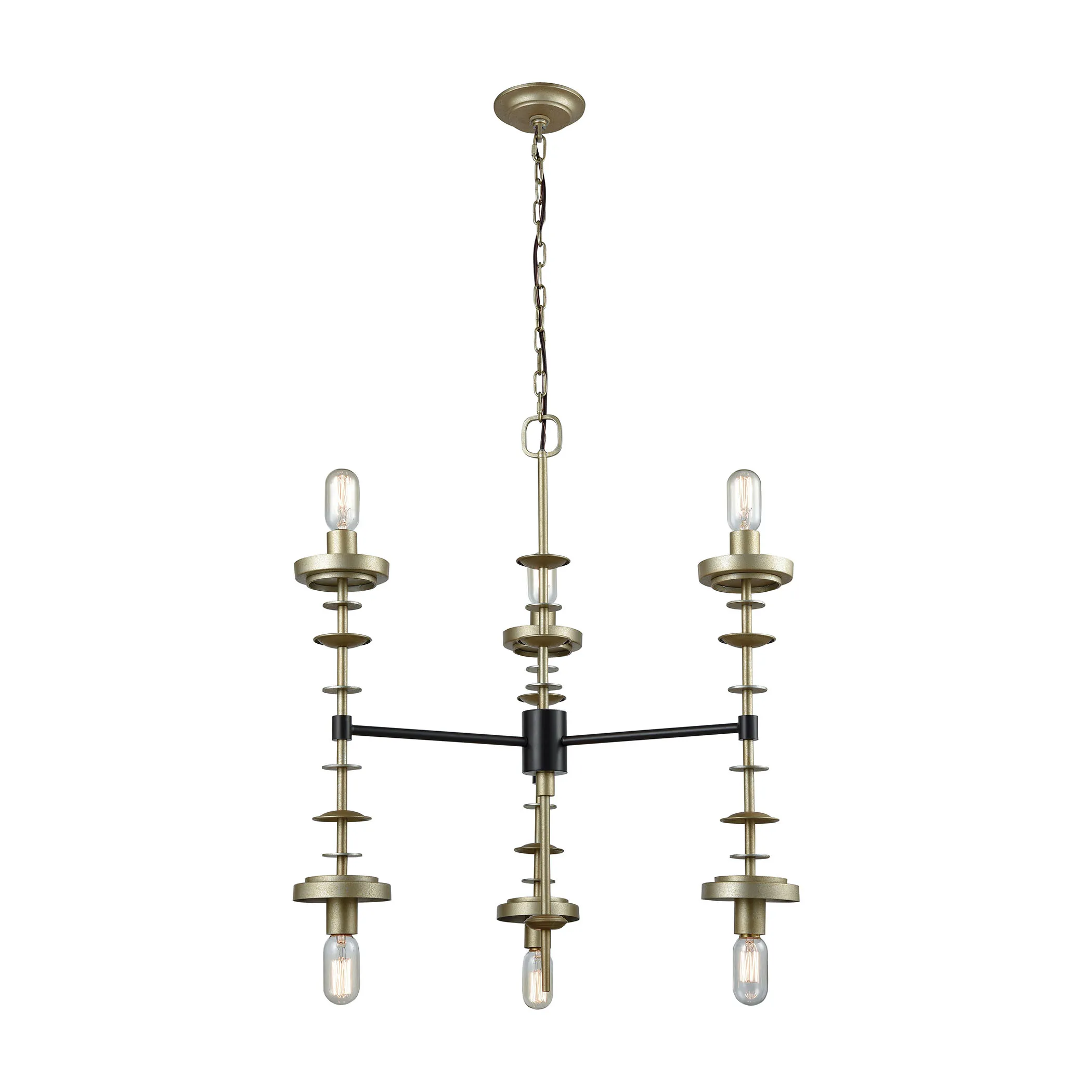 Orion 28" Wide 6-Light Chandelier - Antique Gold Leaf