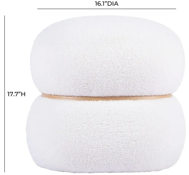 Helga White Vegan Shearling Ottoman