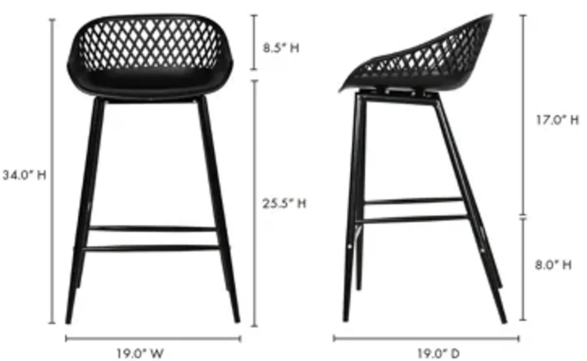 PIAZZA OUTDOOR COUNTER STOOL BLACK-SET OF TWO