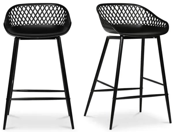 PIAZZA OUTDOOR COUNTER STOOL BLACK-SET OF TWO
