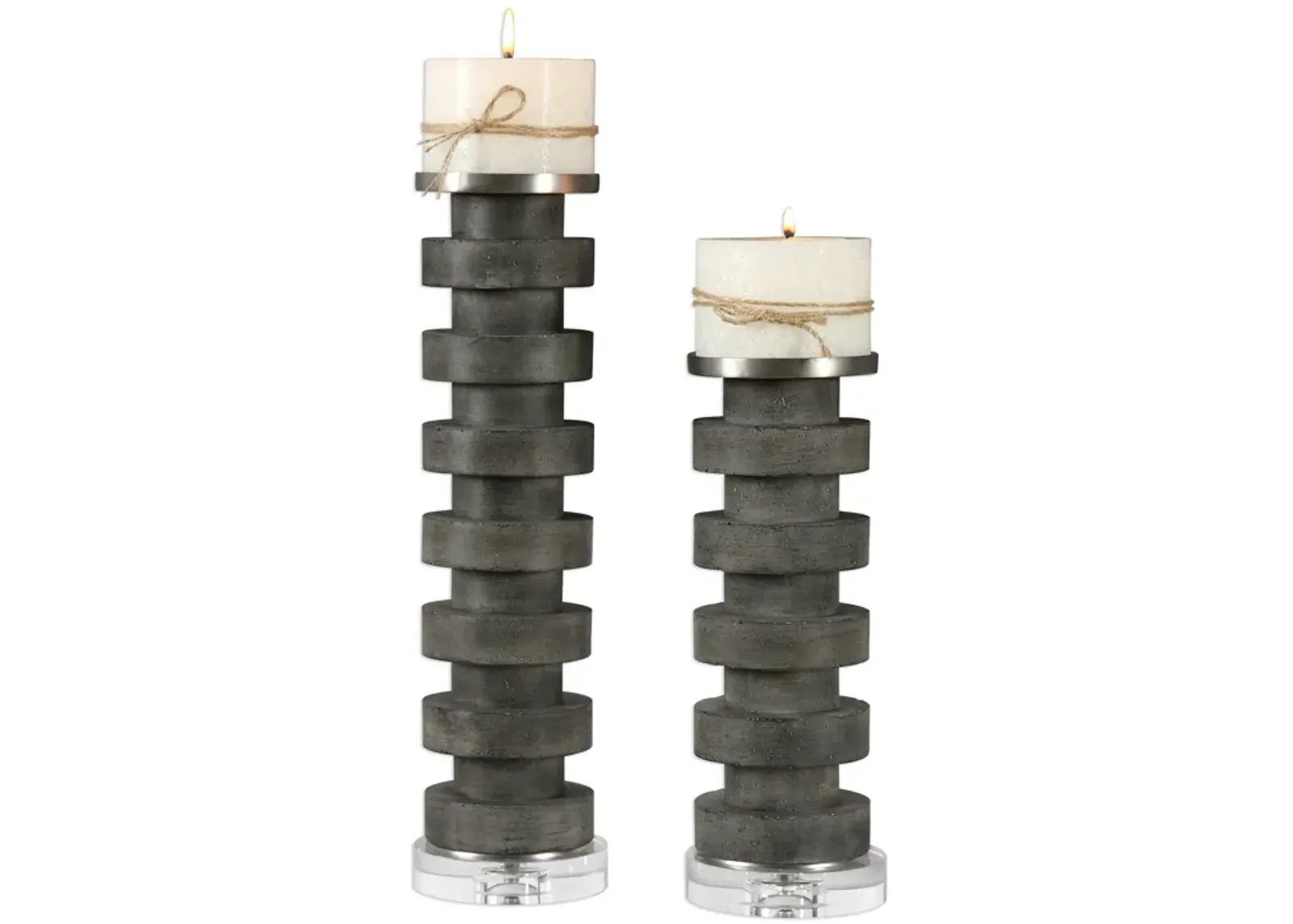 Karun Concrete Candleholders S/2