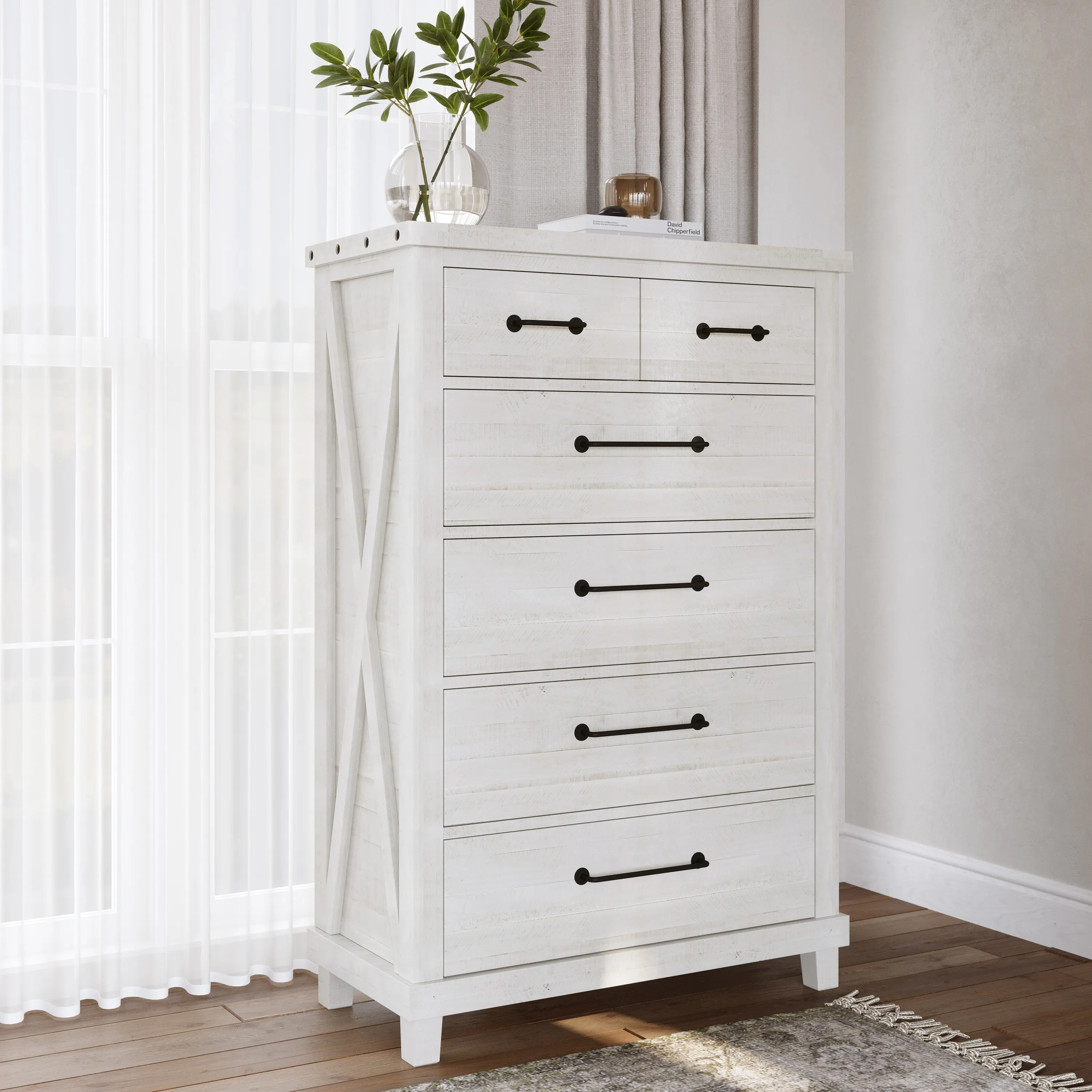 Yosemite Solid Wood Chest in Rustic White (2024)