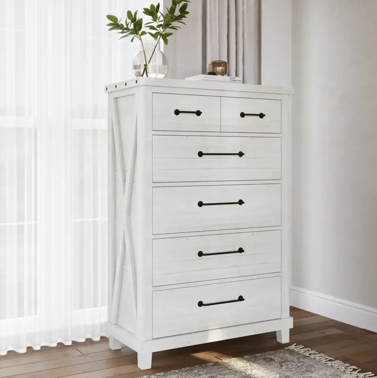 Yosemite Solid Wood Chest in Rustic White (2024)