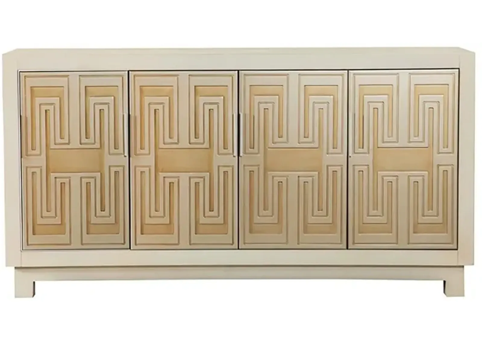 Voula Rectangular 4-door Accent Cabinet White and Gold