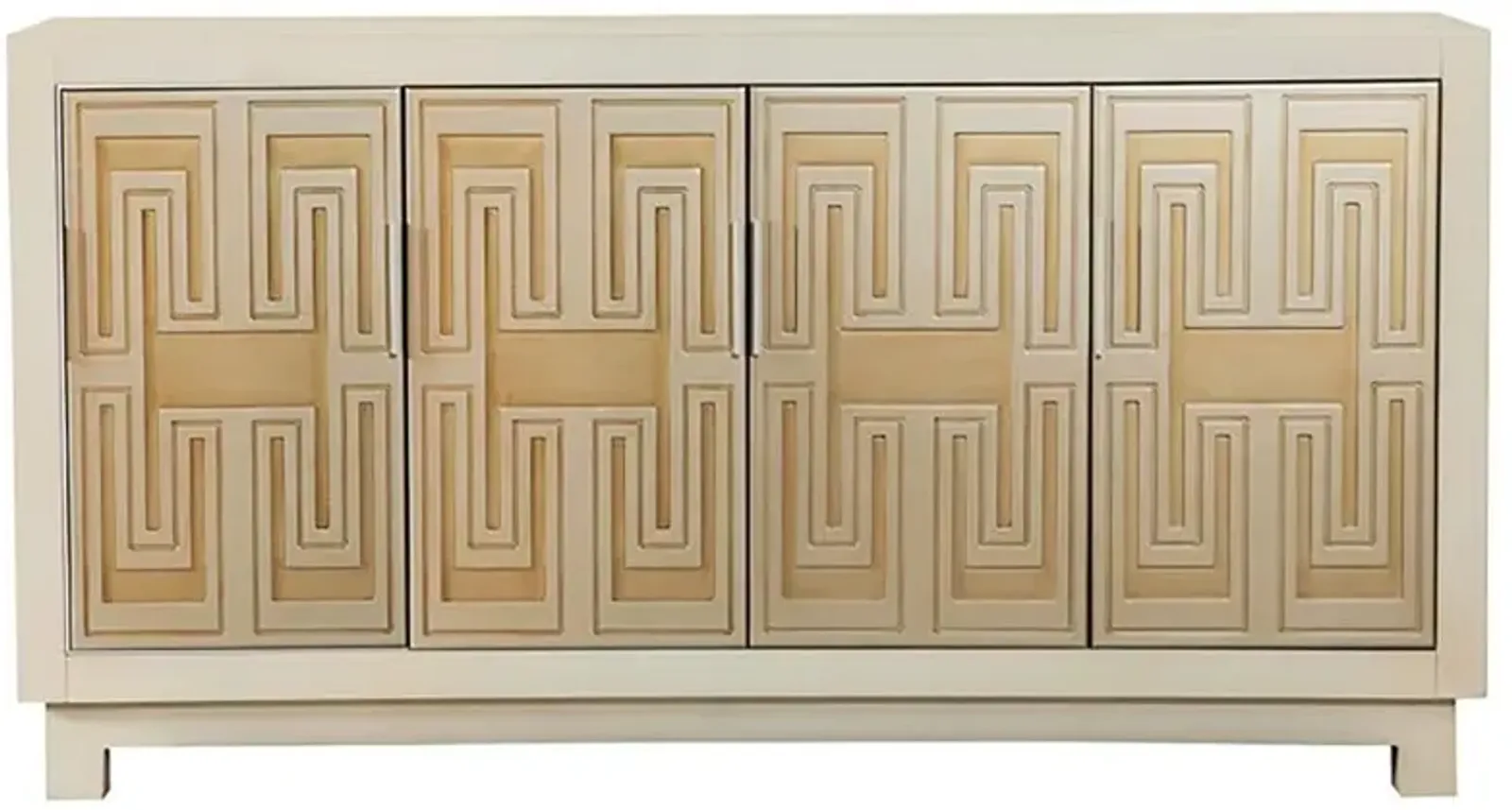 Voula Rectangular 4-door Accent Cabinet White and Gold