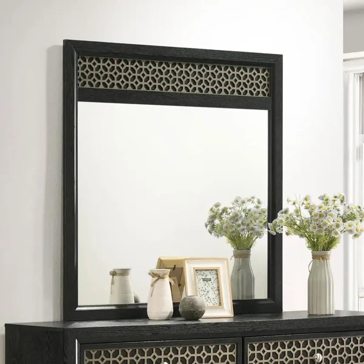 Valencia Dresser Mirror Light Brown and Black