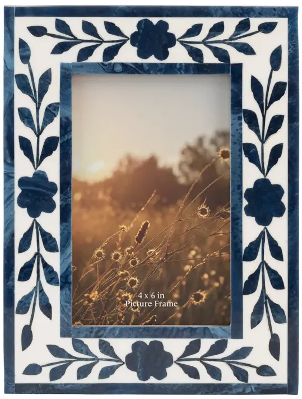 Resin,4x6 Blue Petals Photo Frame,white/blue