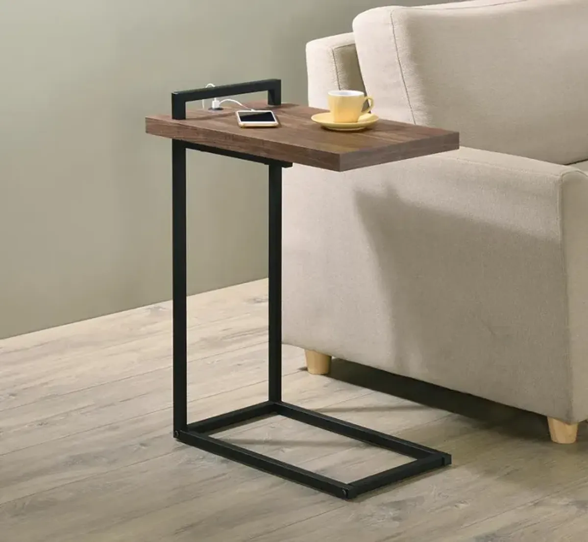 Kelsie C-Shaped Accent Table with Usb Charging Port