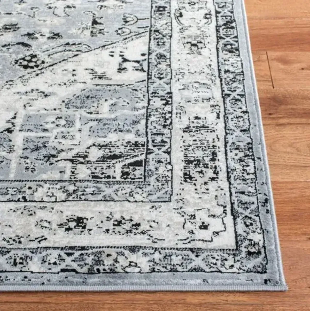 Brentwood 852 Grey / Black 2' X 8' Runner Powerloomed Rug