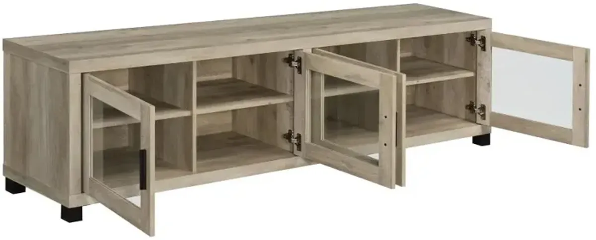 Abdiel Rectangular Tv Console with Glass Doors