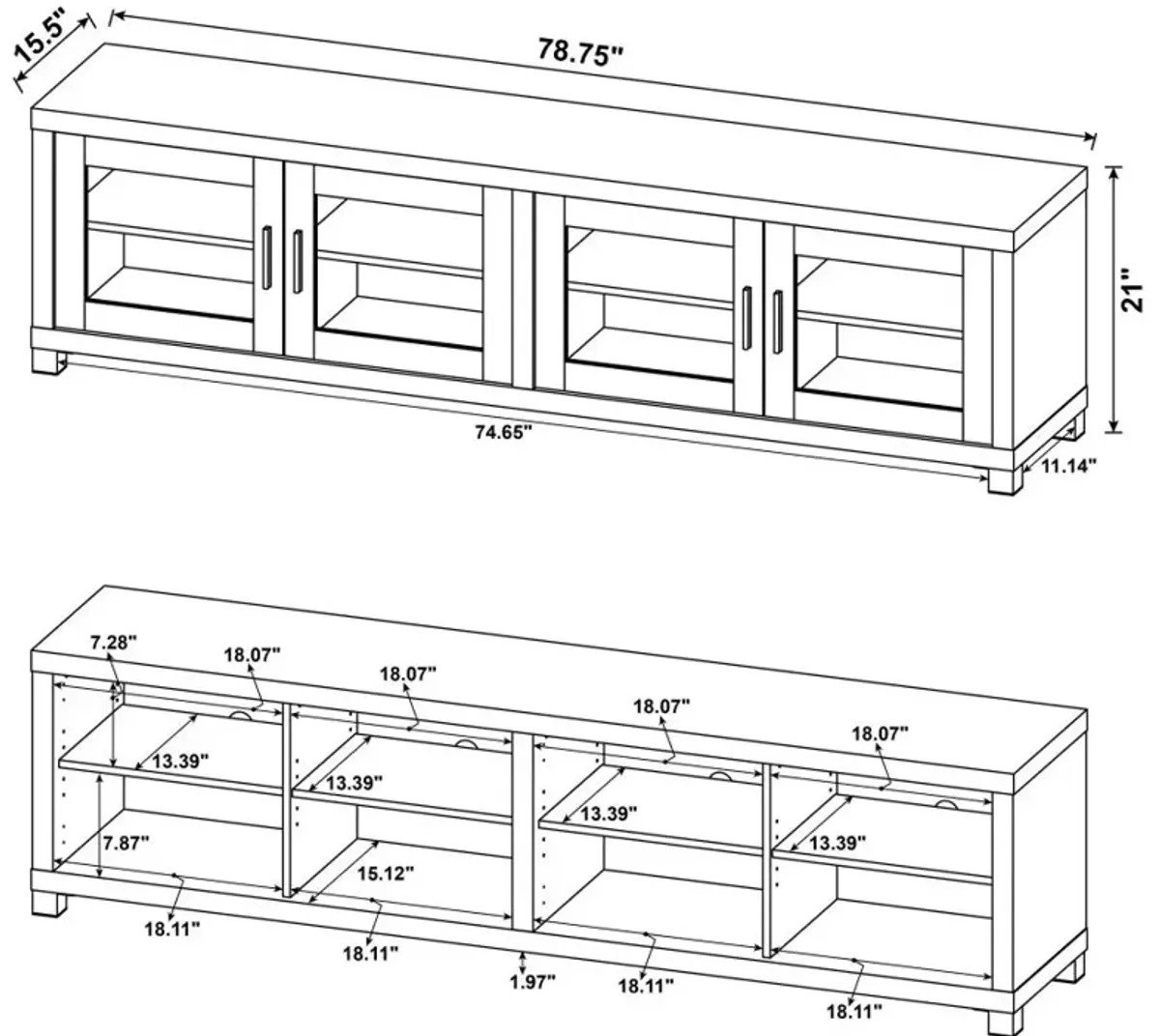 Abdiel Rectangular Tv Console with Glass Doors