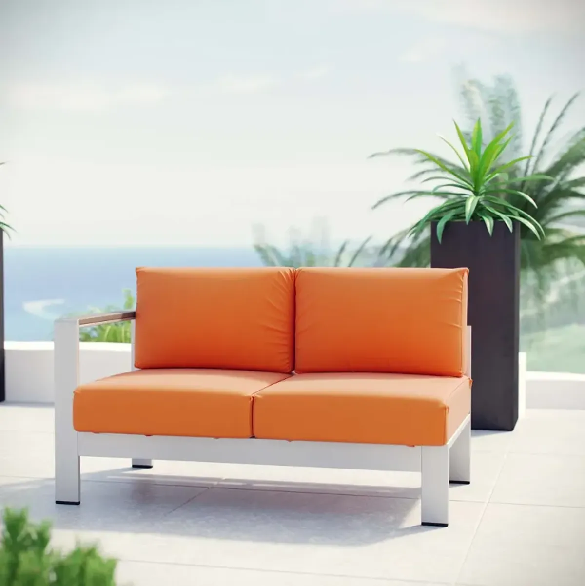 Shore Left-Arm Corner Sectional Outdoor Patio Aluminum Loveseat