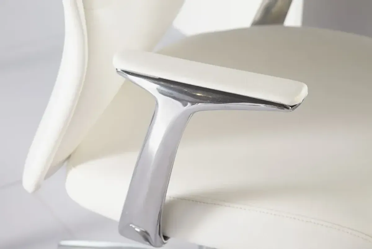 Crosby Low Back Office Chair in White with Polished Aluminum Base