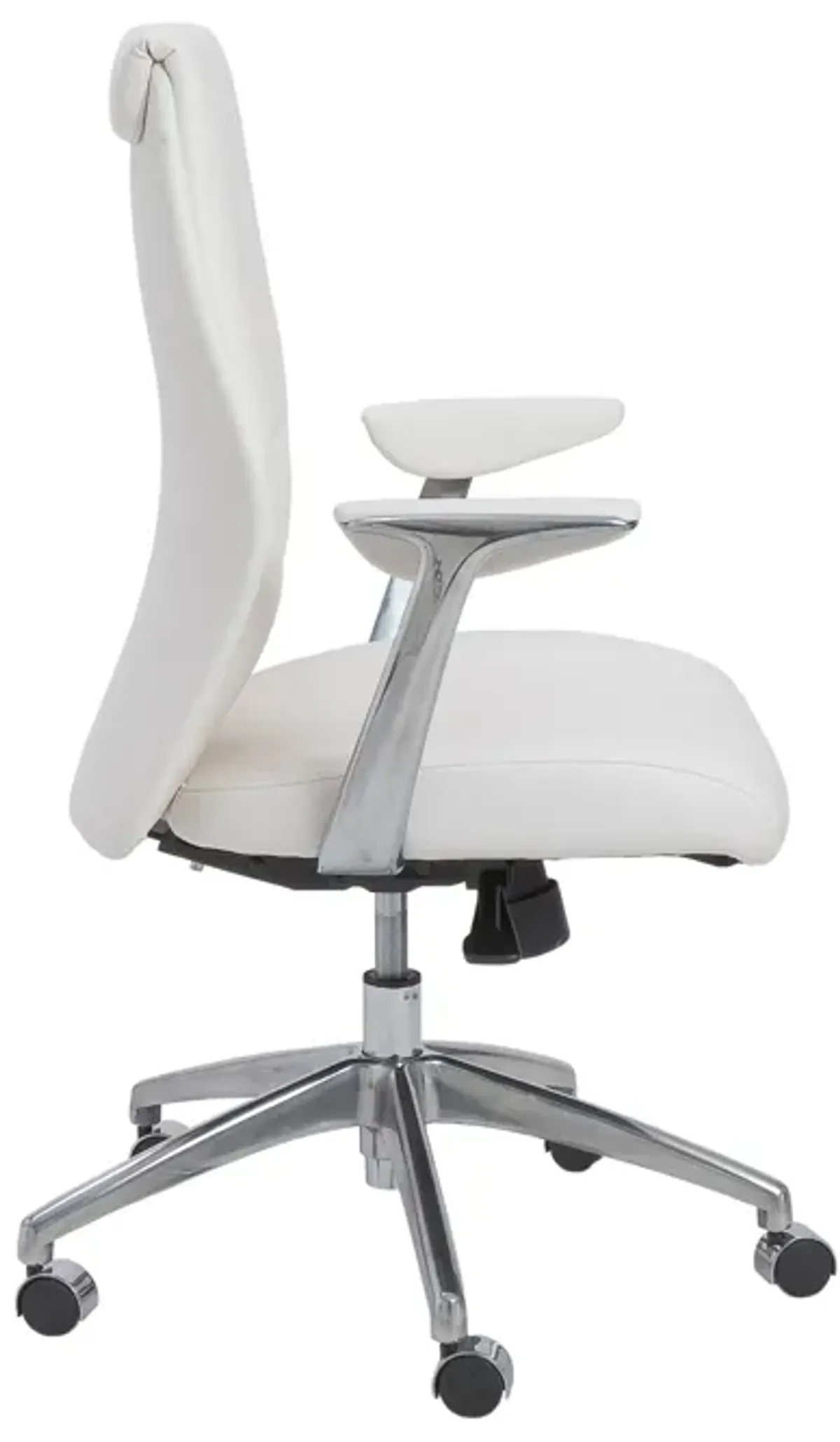 Crosby Low Back Office Chair in White with Polished Aluminum Base