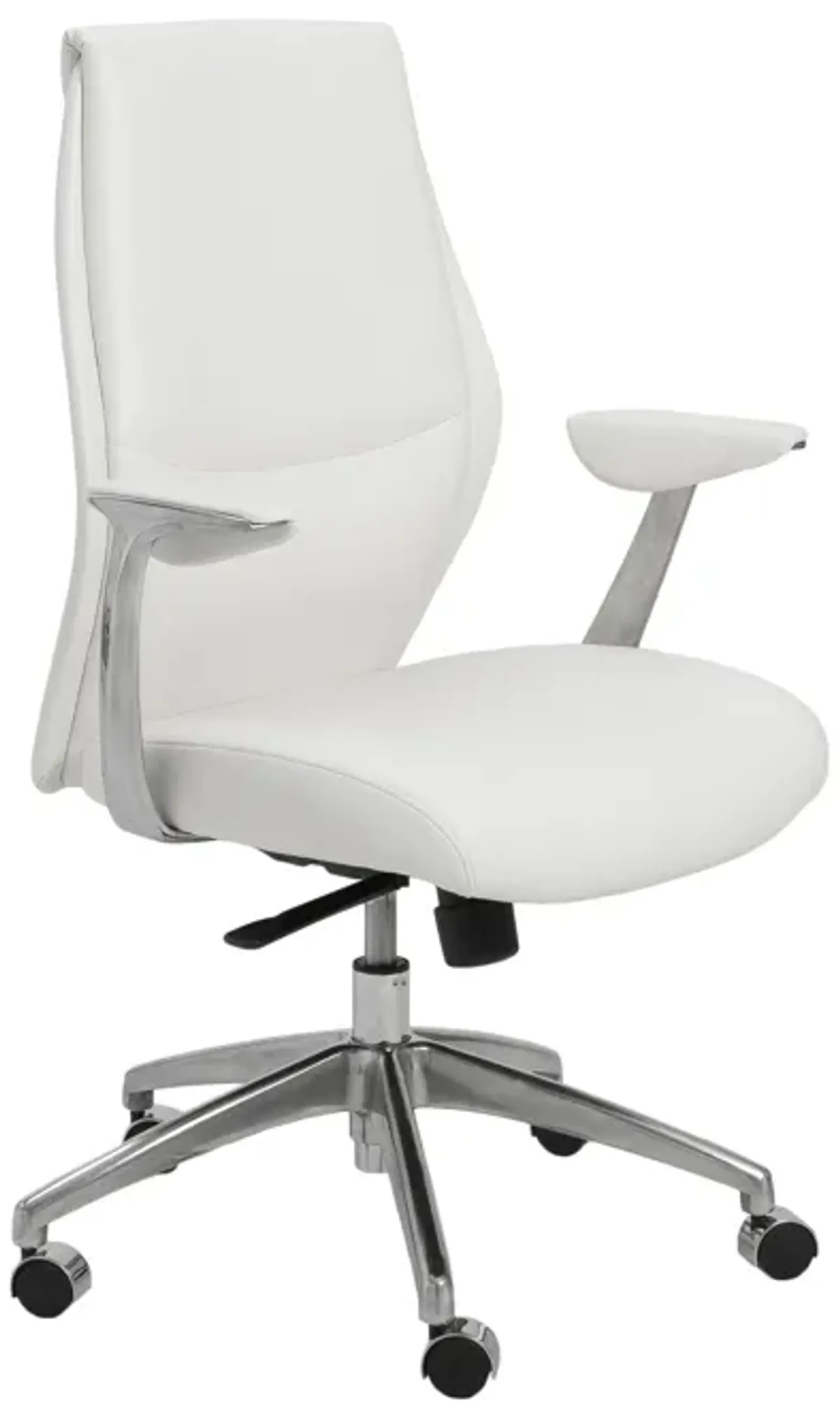 Crosby Low Back Office Chair in White with Polished Aluminum Base