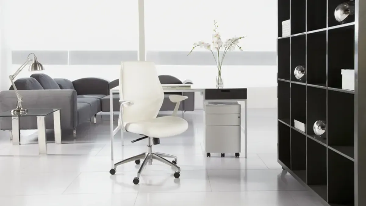 Crosby Low Back Office Chair in White with Polished Aluminum Base