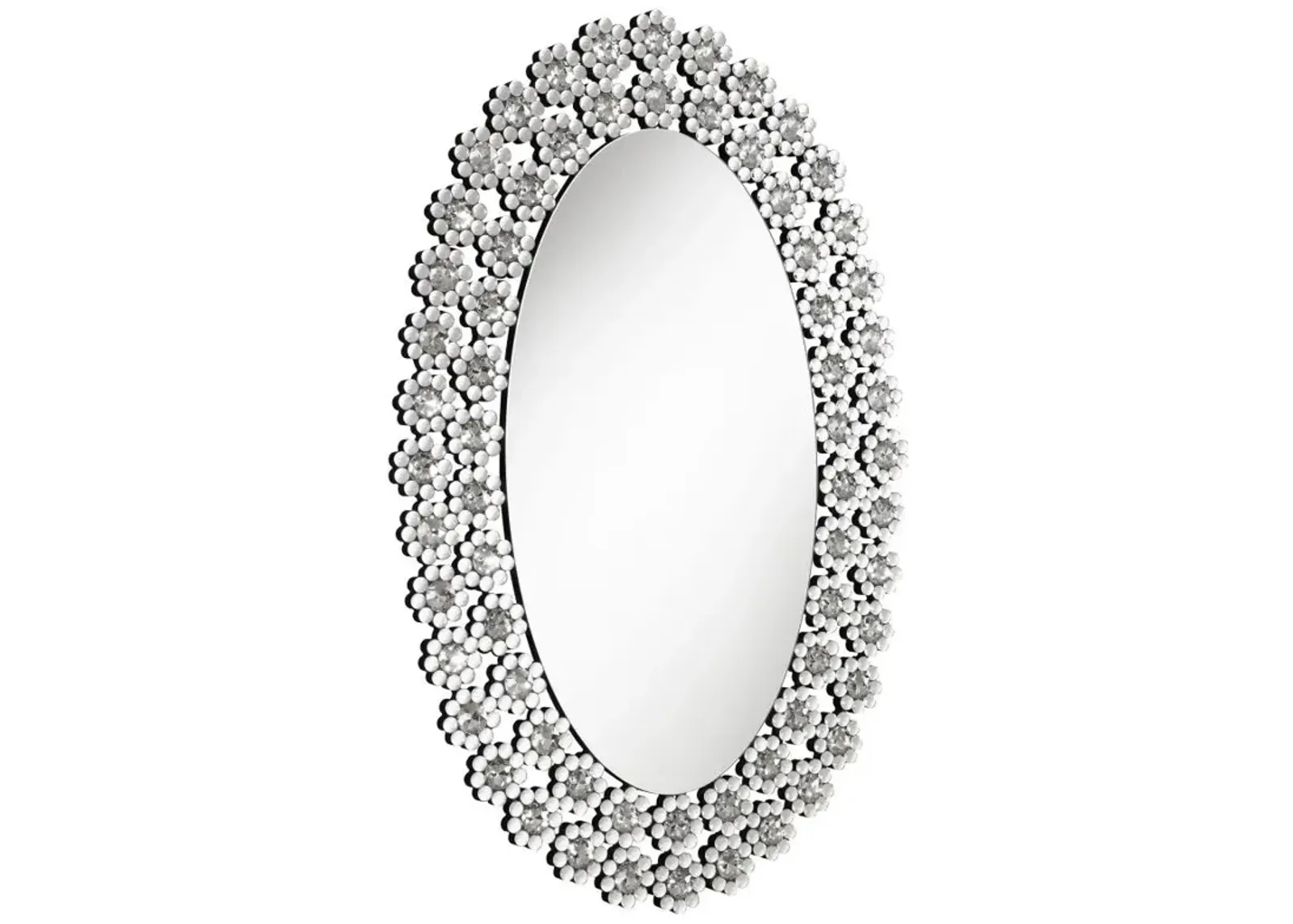 Colleen Oval Wall Mirror with Faux Crystal Blossoms